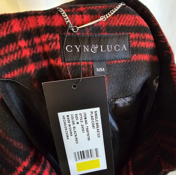 CYN & LUCA M Single Breasted Plaid Coat - Picture 9 of 11